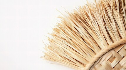 Handmade Natural Straw Broom Bristles Isolated on Clean Background