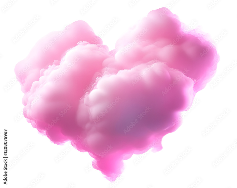 Wall mural Pink cloud heart neon abstract softness glowing isolated on transparent background.