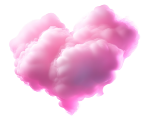 Pink cloud heart neon abstract softness glowing isolated on transparent background.