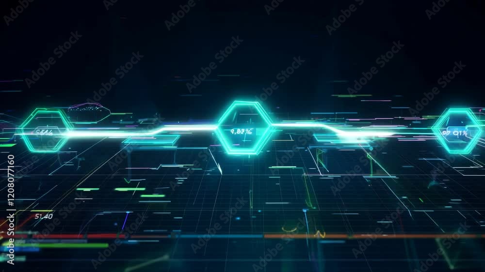 Poster Data analysis concept with infographic charts and graphs in motion
