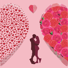 Valentine hundred hearts and roses of lover