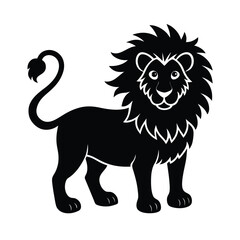 Lion Silhouette Vector Art - Black Color Lion Design Illustration