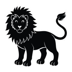 Lion Silhouette Vector Art - Black Color Lion Design Illustration