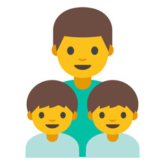 Cartoon Family Illustration, Two Adults and Two Children, Isolated on White Background