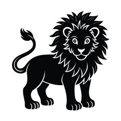 Lion Silhouette Vector Art - Black Color Lion Design Illustration