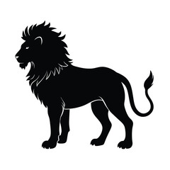 Lion Silhouette Vector Art - Black Color Lion Design Illustration