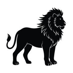 Lion Silhouette Vector Art - Black Color Lion Design Illustration