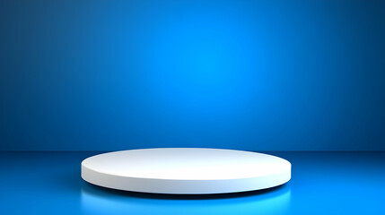 White Platform 3D Render Blue Background