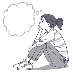 a girl is thinking vector 