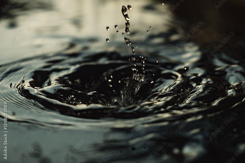 Poster A high-speed shot of water droplets creating a rippling pattern in slow motion