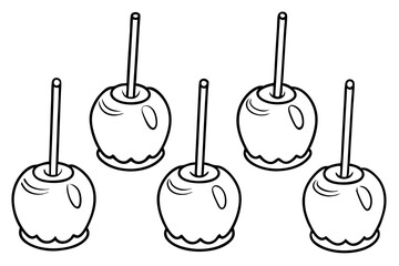 Naklejka premium Minimalist Caramel Apple Vector Set