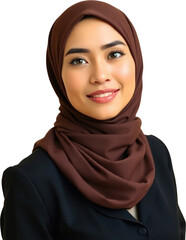 Young Muslim woman wearing hijab isolated on transparent background