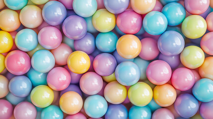 3d rendering of pastel colorful balls background