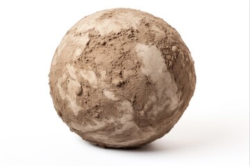 Closeup View of Isolated Clay Ball on White Background - Earthy and Mud Textured Appearance