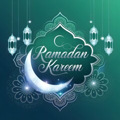 Naklejka premium Elegant Ramadan Mubarak Greeting Design, This beautiful graphic design features the phrase 