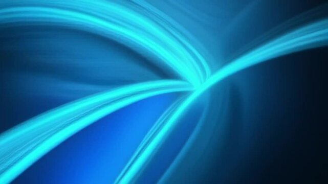 A neon stream of multi directional blue waves and lines in motion