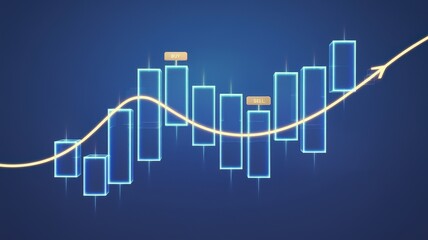 Obraz premium 3D Stock Market Chart with Buy and Sell Indicators