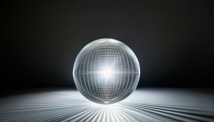 Fototapeta premium 수정 구슬 안에서 빛이 퍼져나가며 투명한 구조가 내부를 드러내는 신비로운 장면