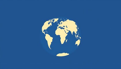 Naklejka premium Simple World Map Graphic Blue and Beige Globe Image