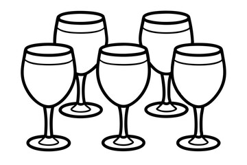 Minimalist Wine Glass Line Art Set