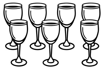 Minimalist Wine Glass Line Art Set