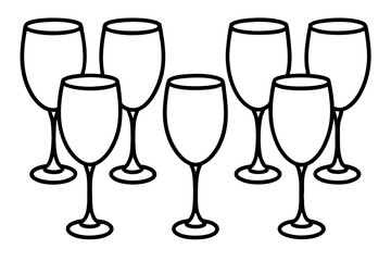 Minimalist Wine Glass Line Art Set