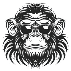 Fototapeta premium PNG Monkey tattoo flash illustration wildlife animal mammal.
