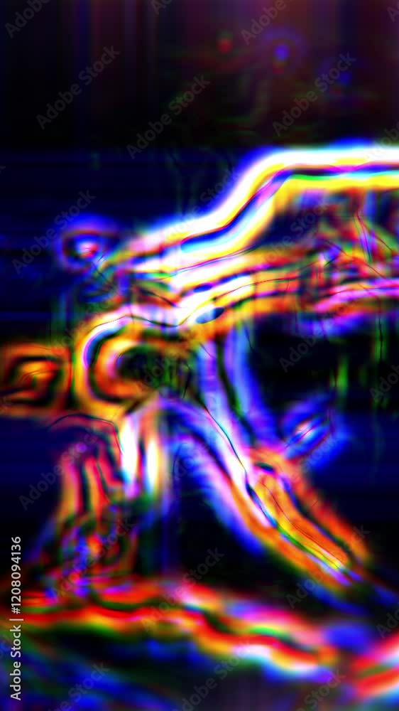Wall mural neon glitch data flow loop