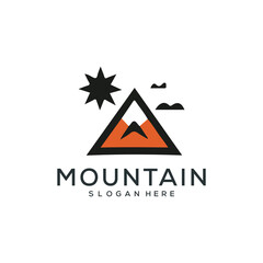 Set of vector mountain and outdoor adventures logo designs.
