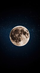 Obraz premium Full Moon Illuminating Night Sky with Stars Above Dark Background