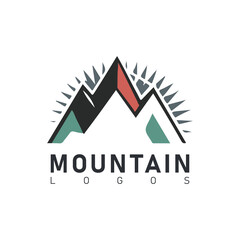 Set of vector mountain and outdoor adventures logo designs.

