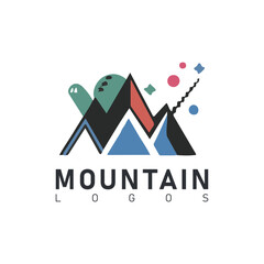 Set of vector mountain and outdoor adventures logo designs.
