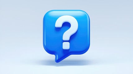 Blue Speech Bubble with White Question Mark