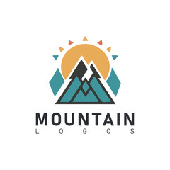 Set of vector mountain and outdoor adventures logo designs.
