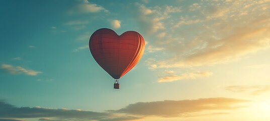 Fototapeta premium A heart-shaped hot air balloon floating in the sky 