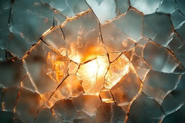 broken mirror background creating a striking visual effect with fractured reflections and light interplay symbolizing complexity and the multifaceted nature of perception