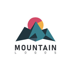 Set of vector mountain and outdoor adventures logo designs.
