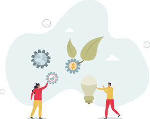 teamwork and profit making idea.work concept.flat characters.