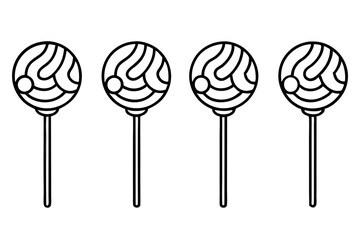 Monochrome Lollipop Vector Line Set