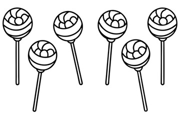Monochrome Lollipop Vector Line Set