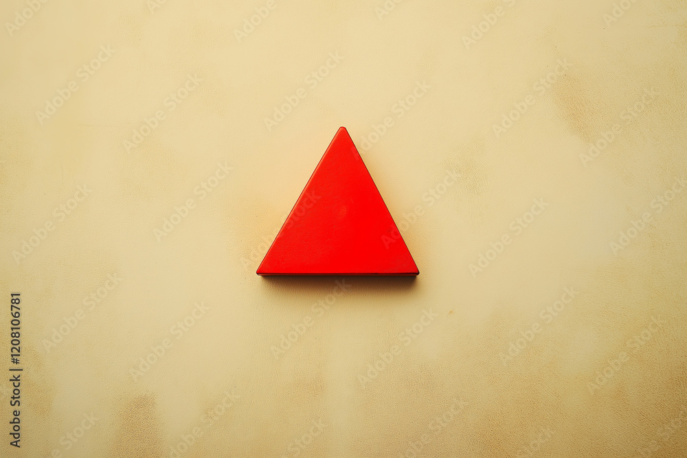 Aufkleber a single red triangle on a plain beige background for a minimalistic aesthetic