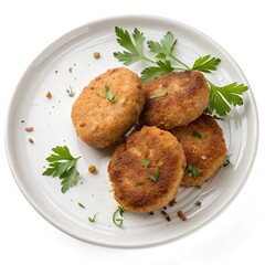 Fototapeta premium Plate with meat cutlets isolated on transparent background