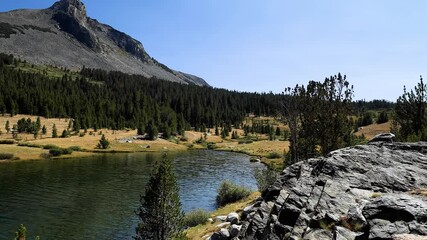 Beautiful and peaceful mountain lake near Yosemite National Park in California