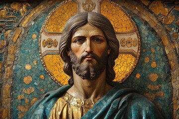 byzantine art representation of jesus christ showcasing intricate details rich colors and spiritual symbolism inviting viewers into a historical and religious contemplation
