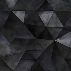 Fototapeta premium Abstract geometric pattern in shades of black with sharp triangular shapes and textured surfaces