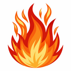 Bright and dynamic fire flames, cut out. On white background.