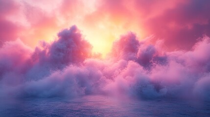 Fototapeta premium Dramatic glowing cloudscape in vivid pink and purple hues