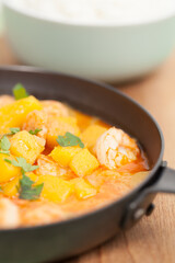 Red curry with shrimp, mango and pumpkin.