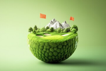 Obraz premium Unique 3D Artistic Representation of Golf Course