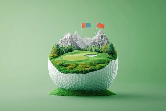Creative 3D Golf Course Representation on a Golf Ball